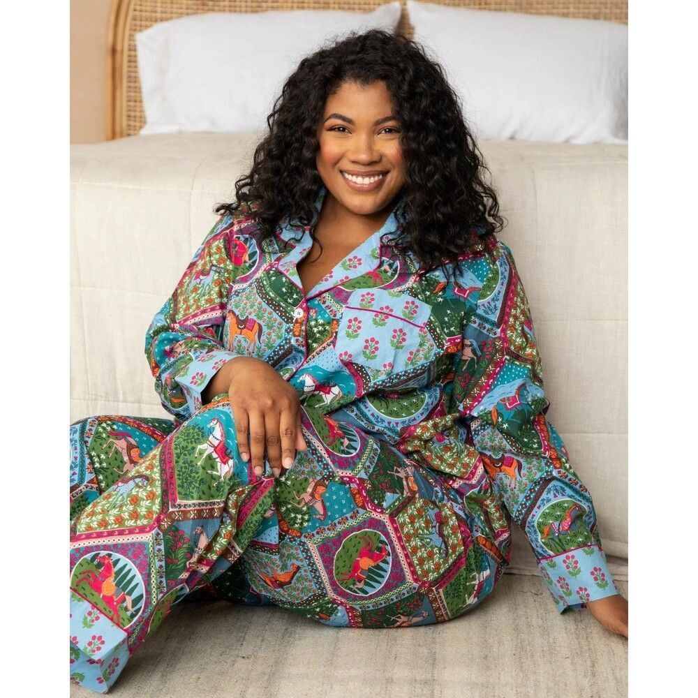 Printfresh Long PJ Set in High Horse Blush Denim 3X NEW - Picture 7 of 8